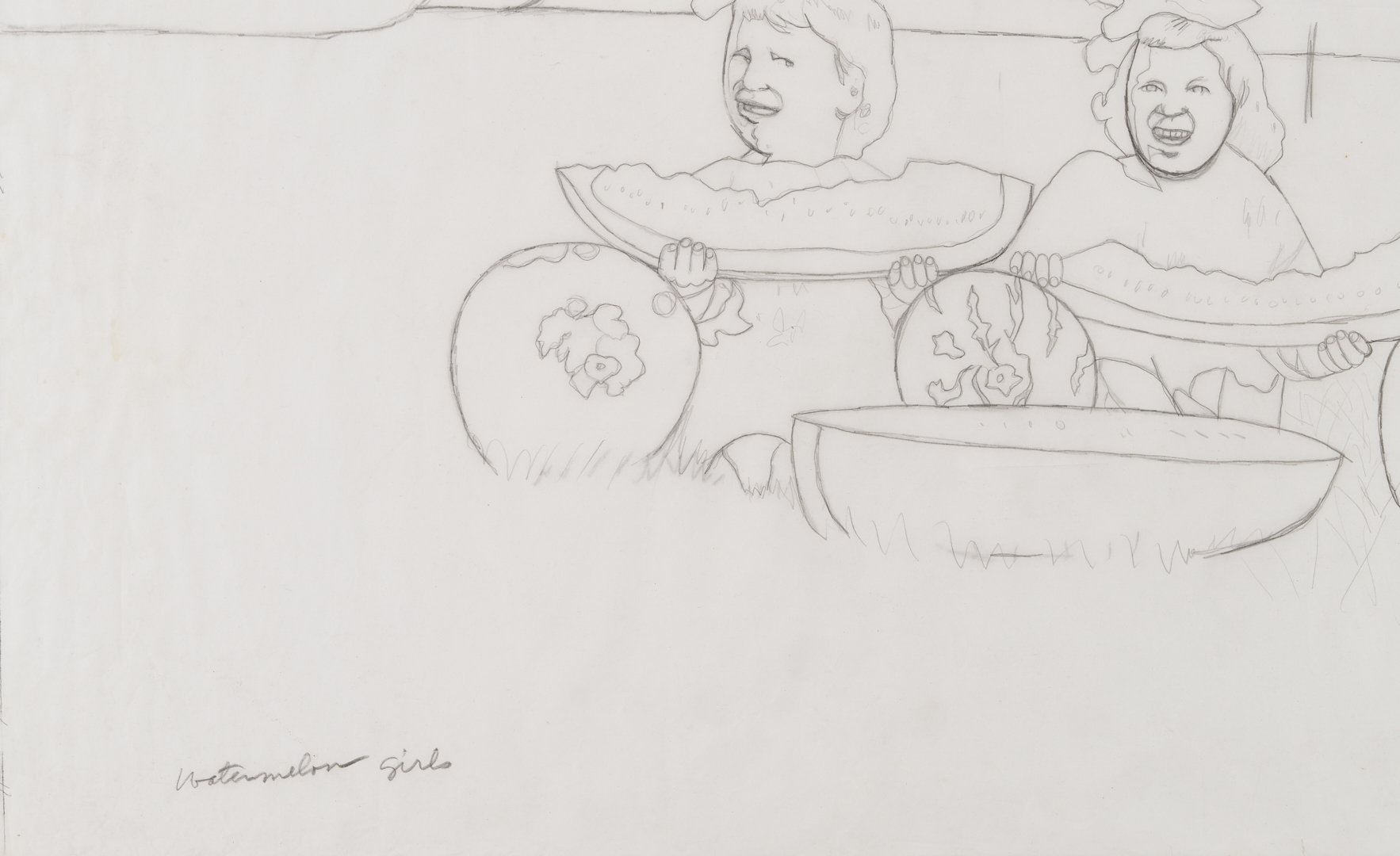 Lot 194: Carroll Cloar Drawing, Watermelon Girls