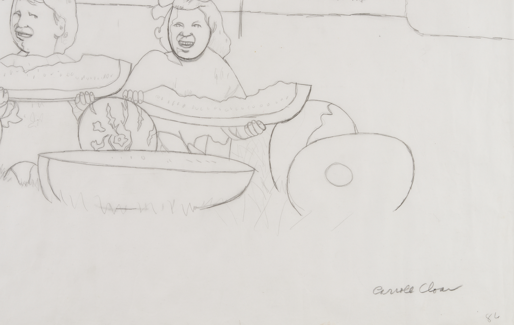 Lot 194: Carroll Cloar Drawing, Watermelon Girls