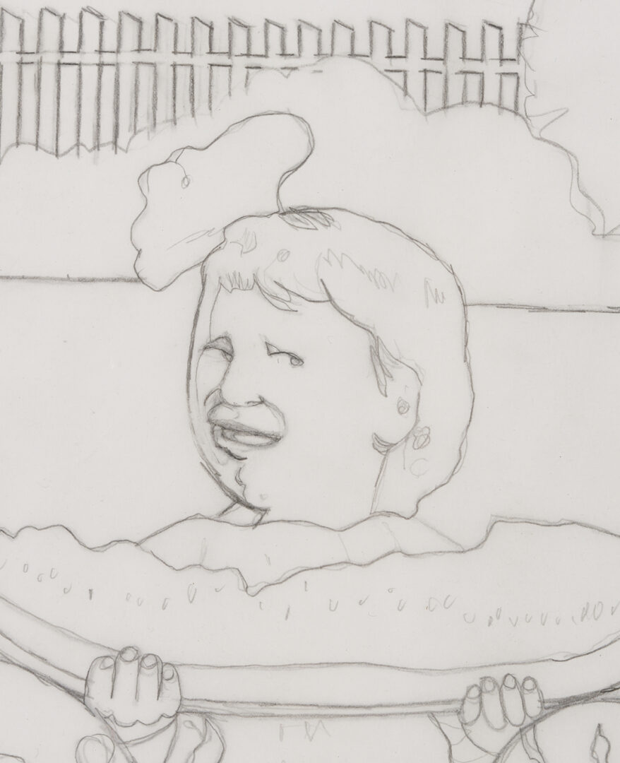 Lot 194: Carroll Cloar Drawing, Watermelon Girls