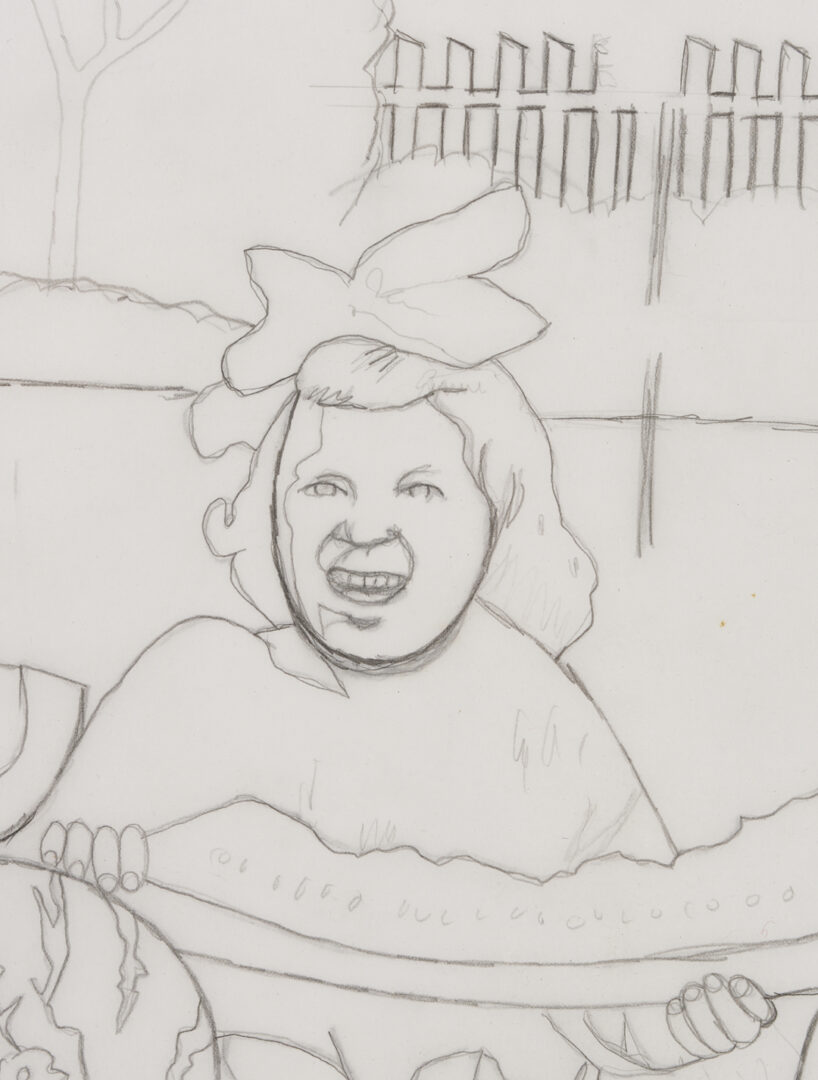 Lot 194: Carroll Cloar Drawing, Watermelon Girls