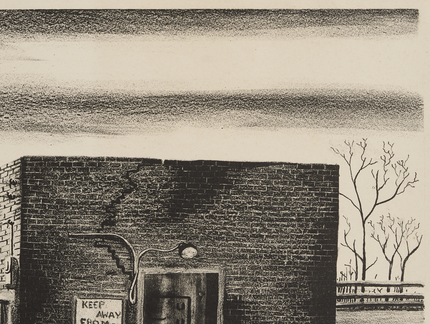 Lot 195: Carroll Cloar Lithograph, C/O The Marked Tree Jail, 1941