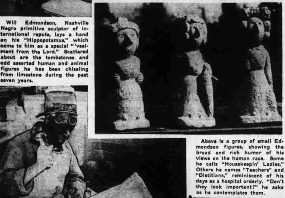 Lot 196: William Edmondson School Teacher Sculpture, Exhibited