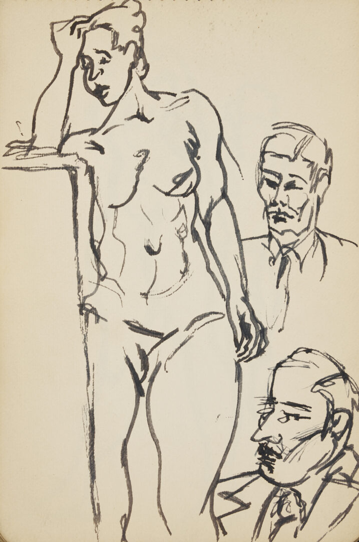 Lot 198: Joseph Delaney Sketchbook, 35 Works on Paper Incl. Ink Wash Paintings & Drawings