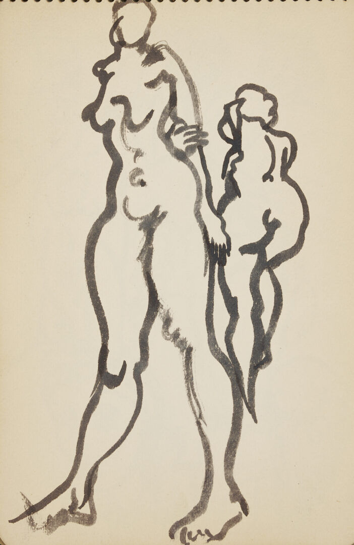 Lot 198: Joseph Delaney Sketchbook, 35 Works on Paper Incl. Ink Wash Paintings & Drawings