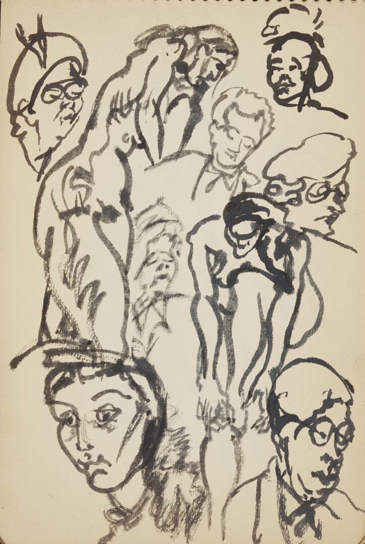 Lot 198: Joseph Delaney Sketchbook, 35 Works on Paper Incl. Ink Wash Paintings & Drawings