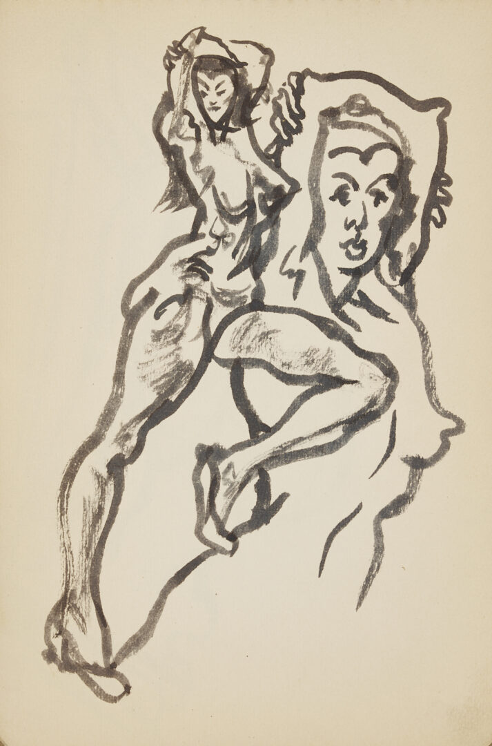 Lot 198: Joseph Delaney Sketchbook, 35 Works on Paper Incl. Ink Wash Paintings & Drawings