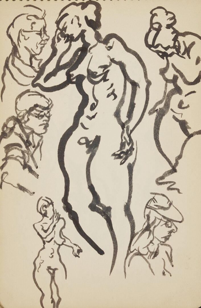 Lot 198: Joseph Delaney Sketchbook, 35 Works on Paper Incl. Ink Wash Paintings & Drawings