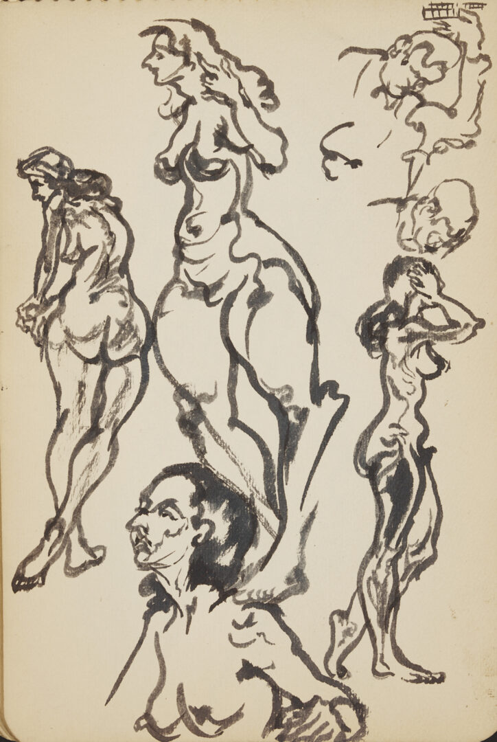 Lot 198: Joseph Delaney Sketchbook, 35 Works on Paper Incl. Ink Wash Paintings & Drawings