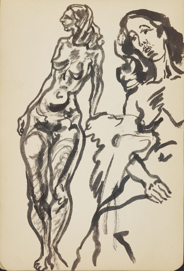 Lot 198: Joseph Delaney Sketchbook, 35 Works on Paper Incl. Ink Wash Paintings & Drawings