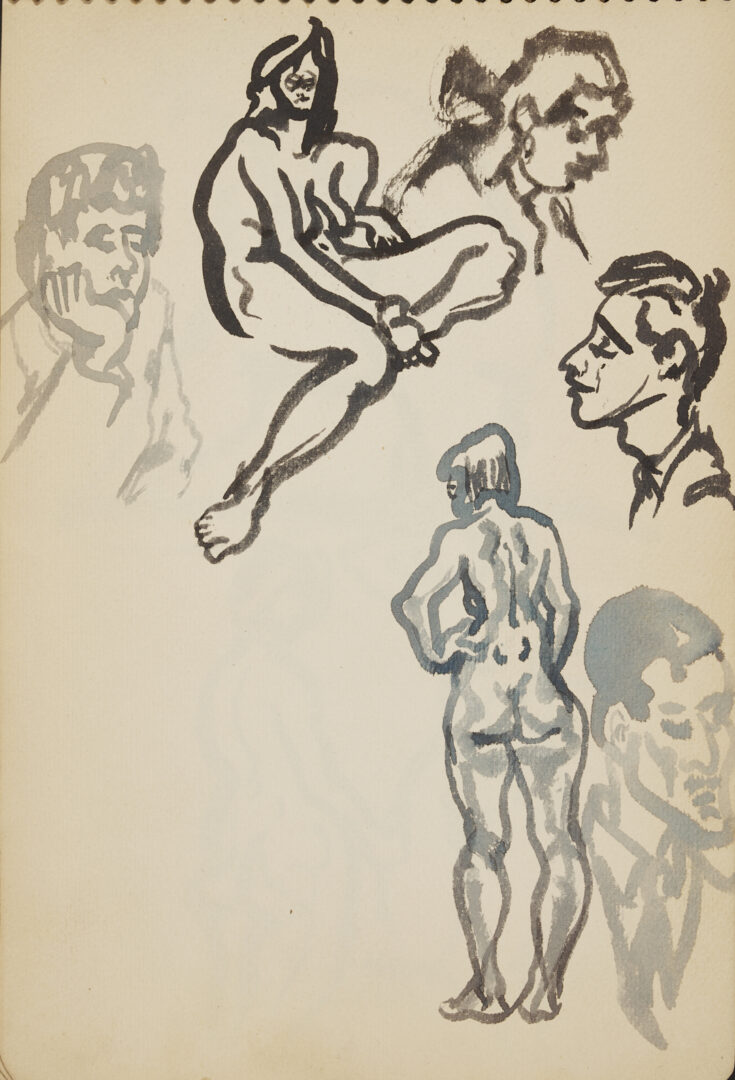 Lot 198: Joseph Delaney Sketchbook, 35 Works on Paper Incl. Ink Wash Paintings & Drawings