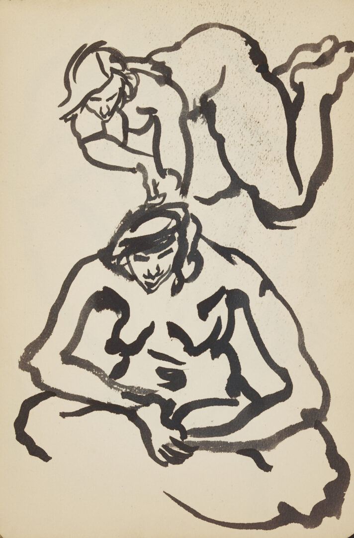 Lot 198: Joseph Delaney Sketchbook, 35 Works on Paper Incl. Ink Wash Paintings & Drawings