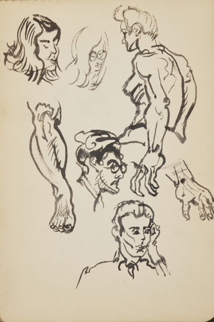 Lot 198: Joseph Delaney Sketchbook, 35 Works on Paper Incl. Ink Wash Paintings & Drawings