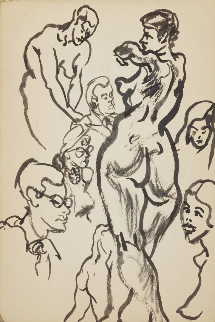 Lot 198: Joseph Delaney Sketchbook, 35 Works on Paper Incl. Ink Wash Paintings & Drawings