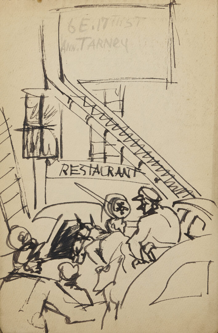 Lot 198: Joseph Delaney Sketchbook, 35 Works on Paper Incl. Ink Wash Paintings & Drawings