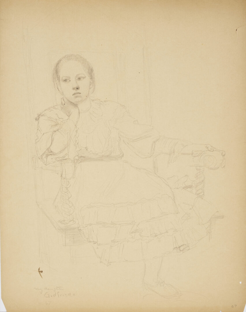 Lot 199: Carl Gutherz O/B Portrait of The Artist’s Daughter Plus Study