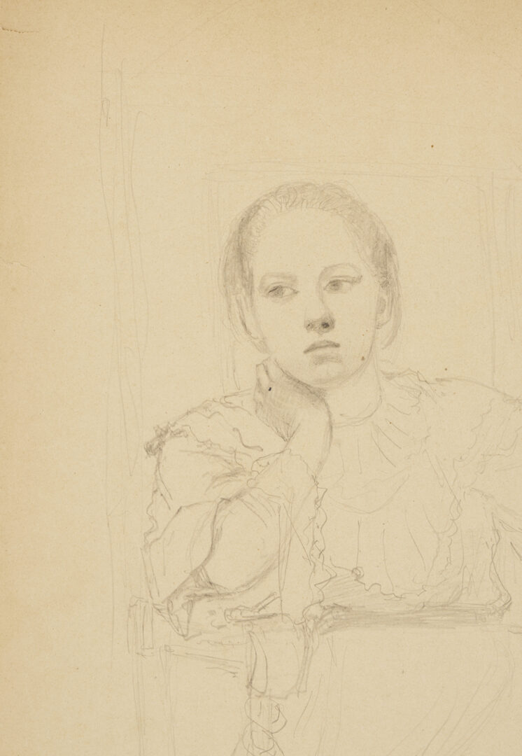 Lot 199: Carl Gutherz O/B Portrait of The Artist’s Daughter Plus Study
