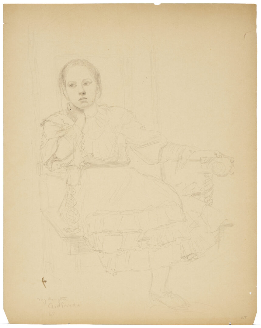 Lot 199: Carl Gutherz O/B Portrait of The Artist’s Daughter Plus Study