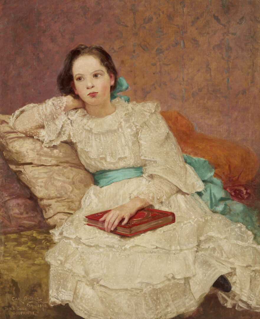 Lot 199: Carl Gutherz O/B Portrait of The Artist’s Daughter Plus Study