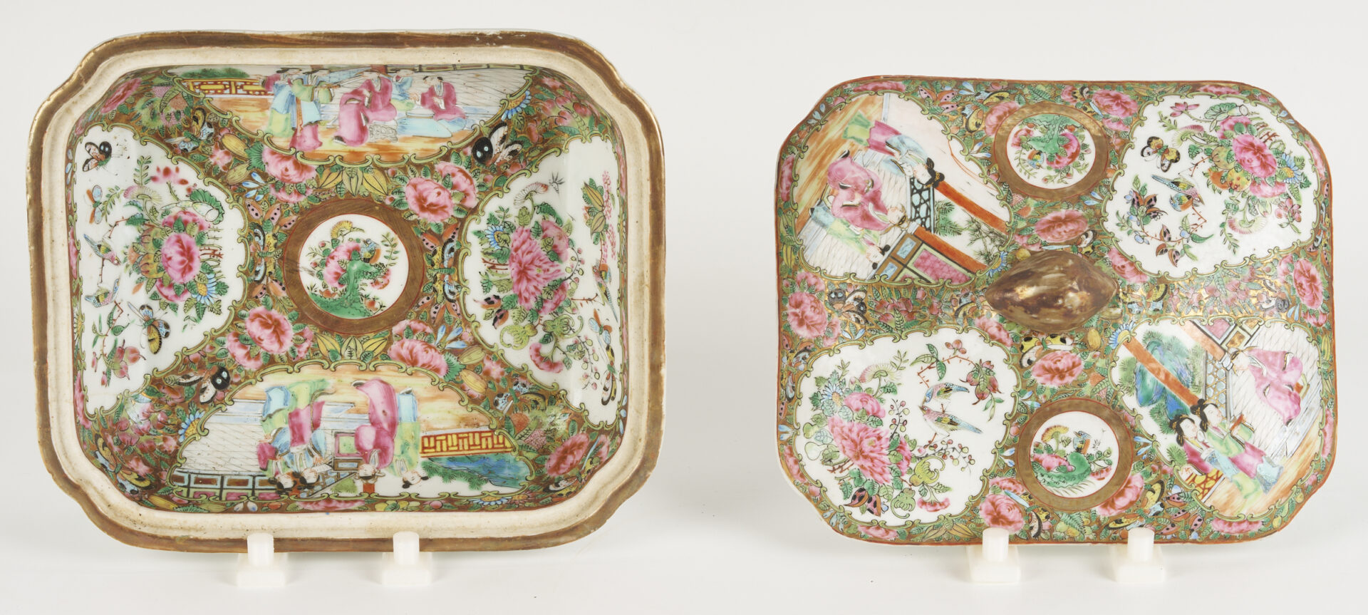 Lot 19: 3 Chinese Rose Medallion Porcelain Pcs., Platter & Entree Dishes