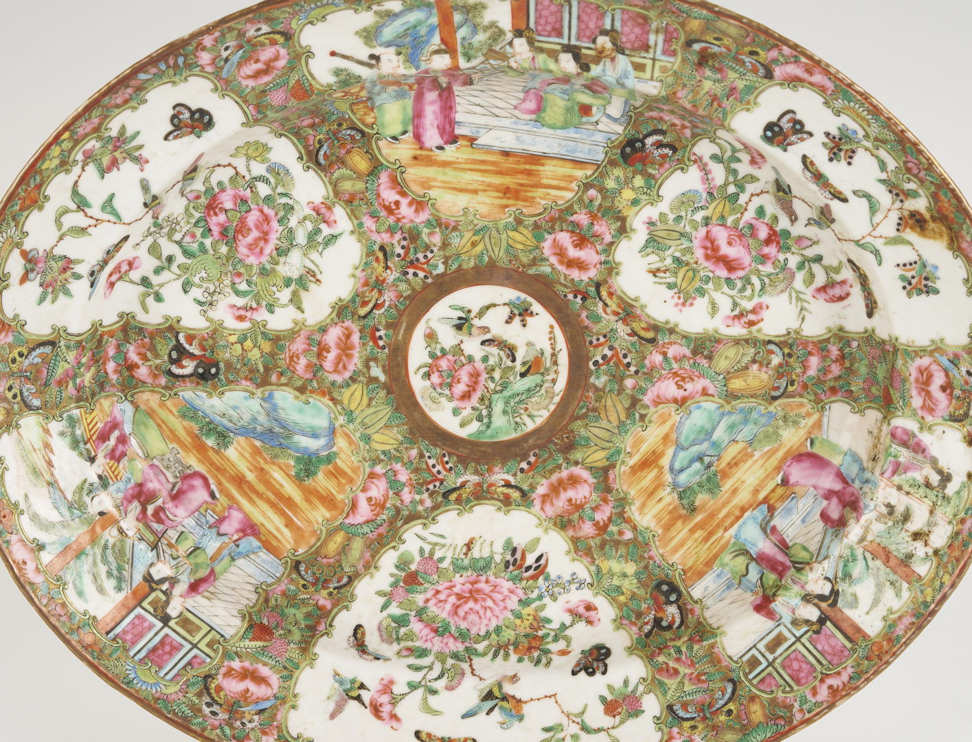 Lot 19: 3 Chinese Rose Medallion Porcelain Pcs., Platter & Entree Dishes