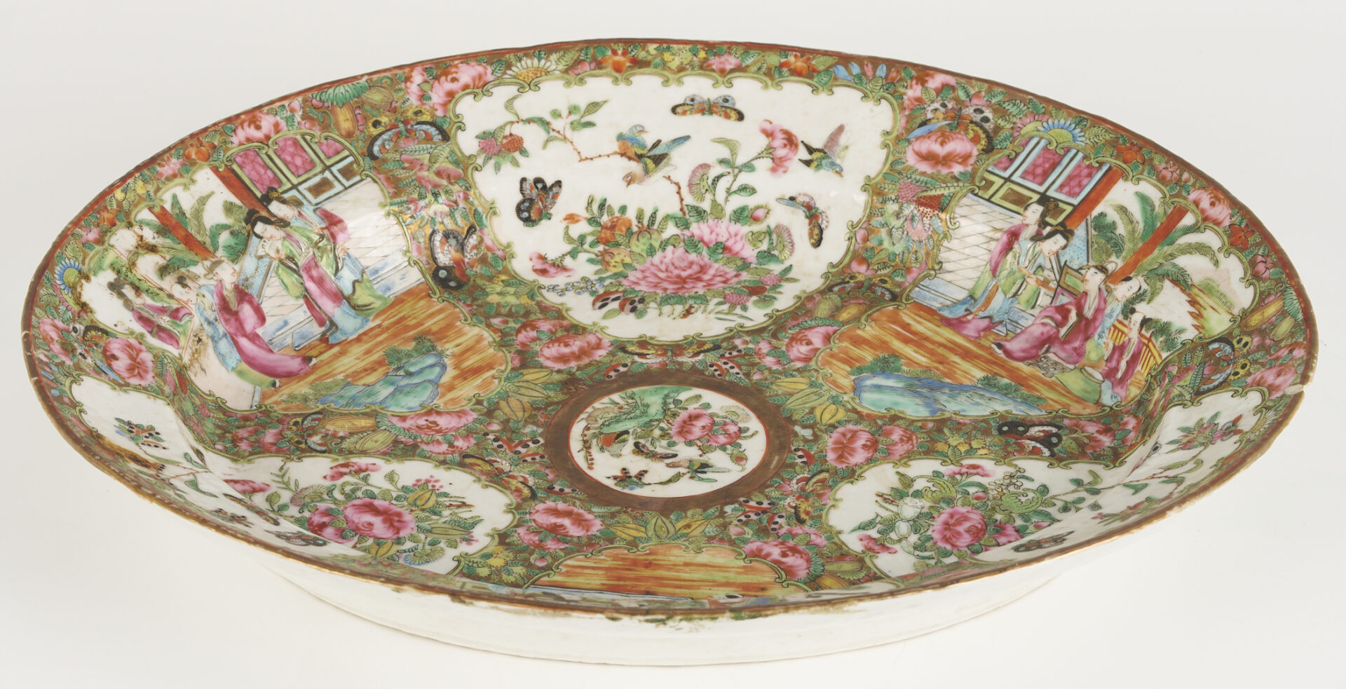 Lot 19: 3 Chinese Rose Medallion Porcelain Pcs., Platter & Entree Dishes