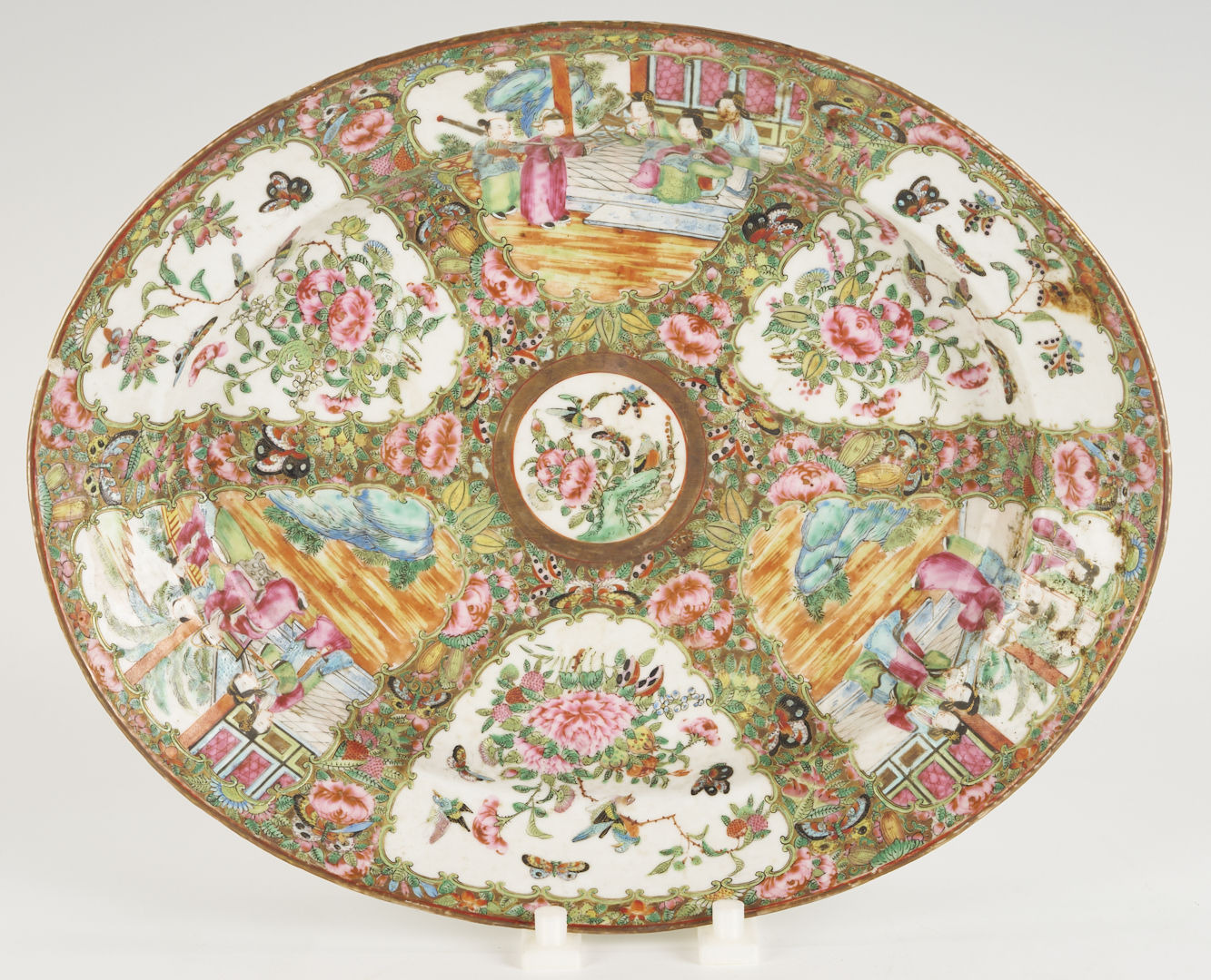 Lot 19: 3 Chinese Rose Medallion Porcelain Pcs., Platter & Entree Dishes