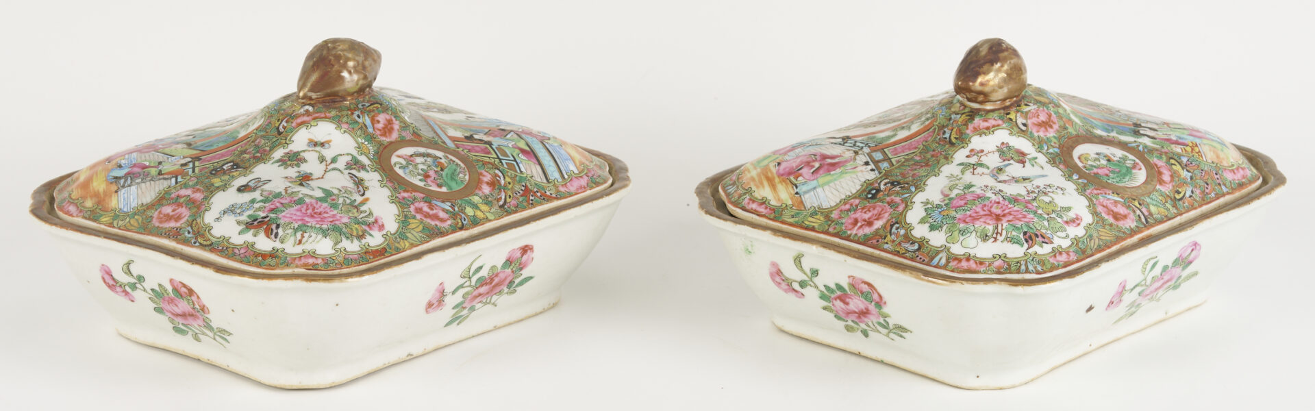 Lot 19: 3 Chinese Rose Medallion Porcelain Pcs., Platter & Entree Dishes