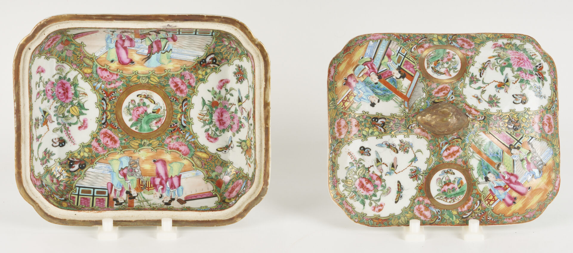 Lot 19: 3 Chinese Rose Medallion Porcelain Pcs., Platter & Entree Dishes