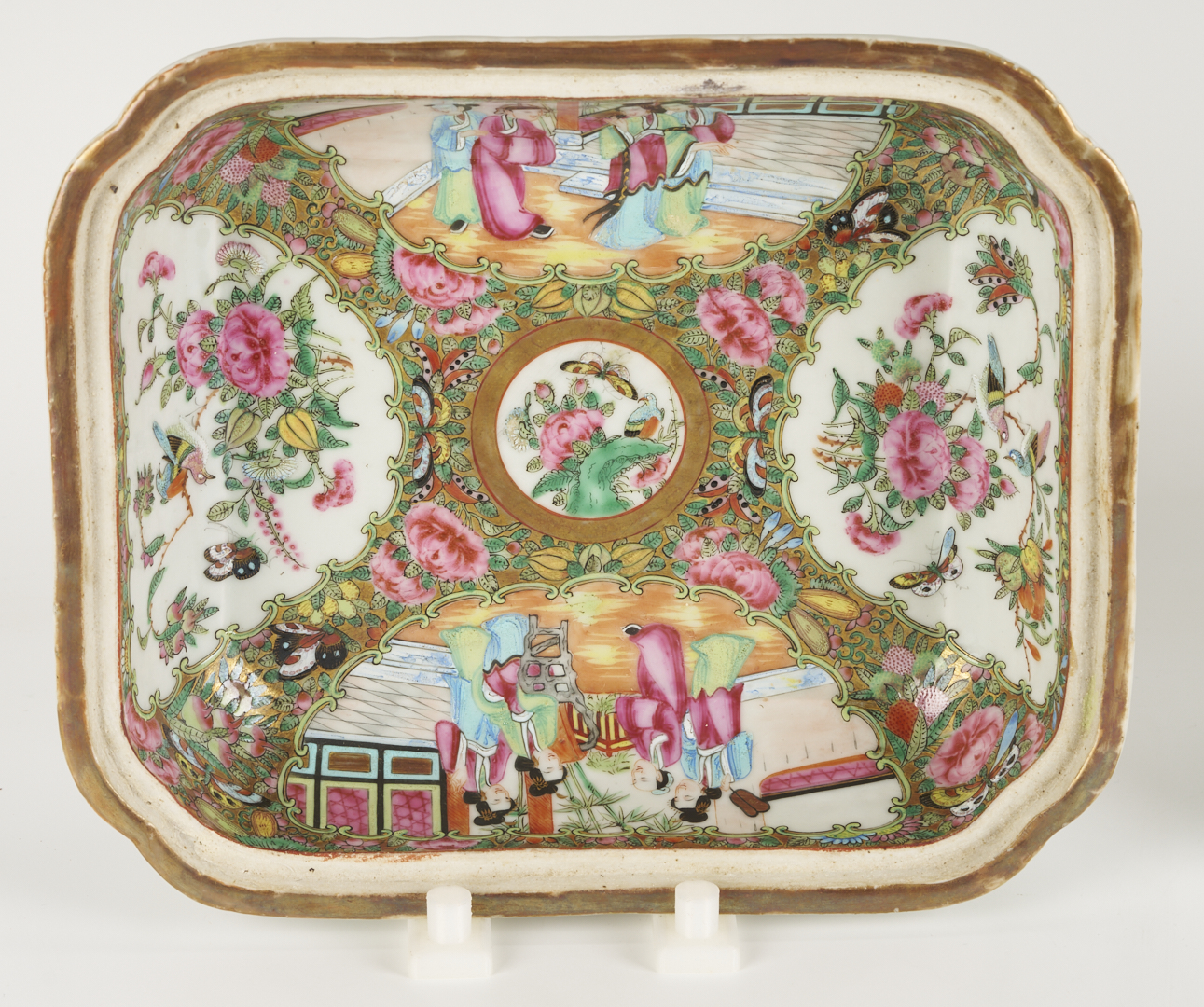 Lot 19: 3 Chinese Rose Medallion Porcelain Pcs., Platter & Entree Dishes