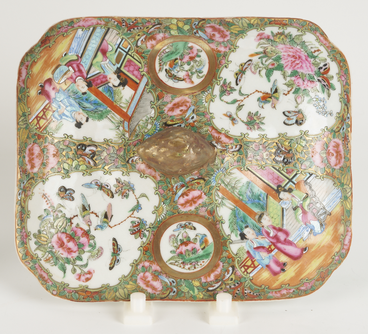 Lot 19: 3 Chinese Rose Medallion Porcelain Pcs., Platter & Entree Dishes