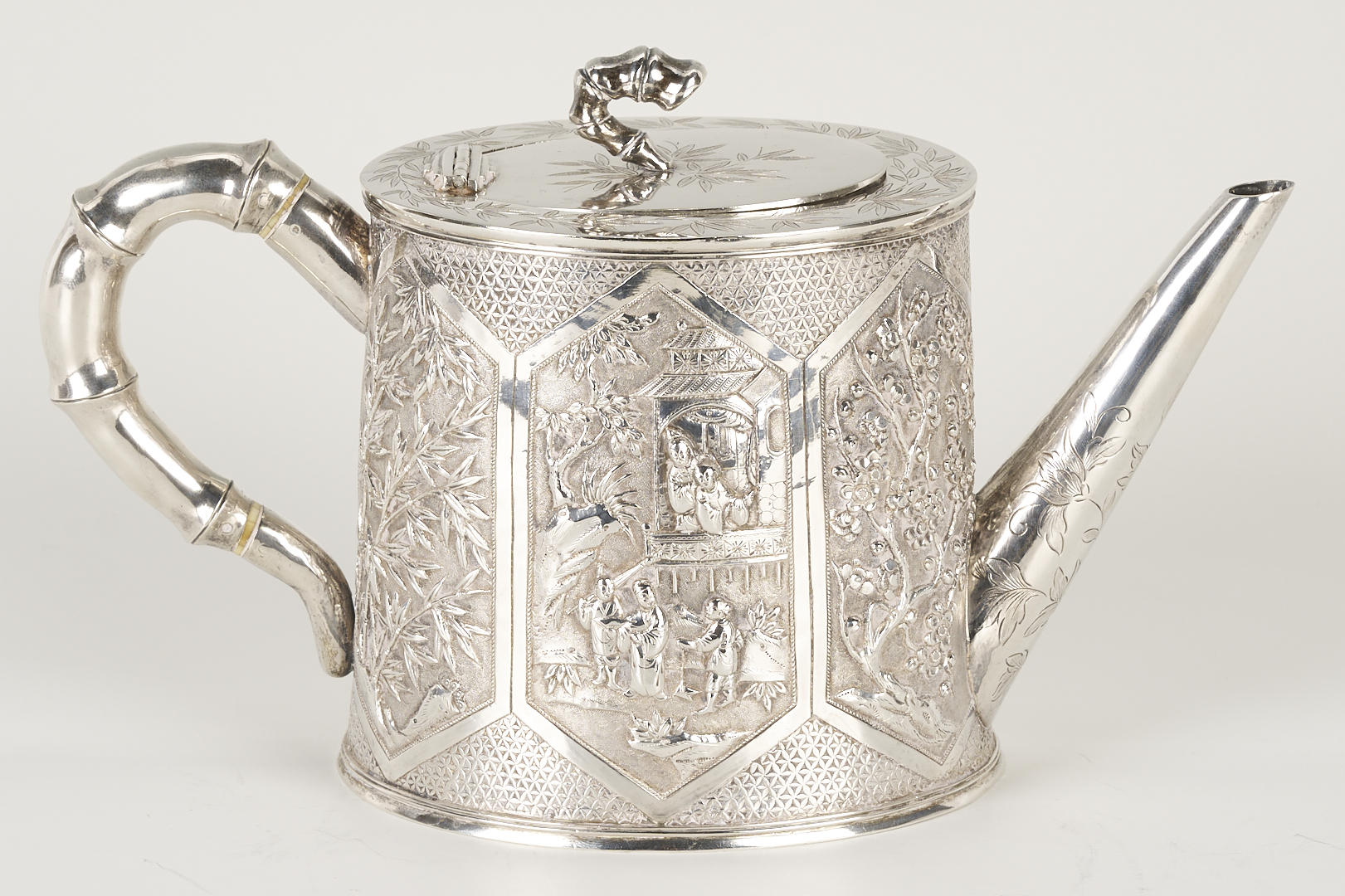 Lot 1: Chinese Export 3-Piece Silver Tea Set
