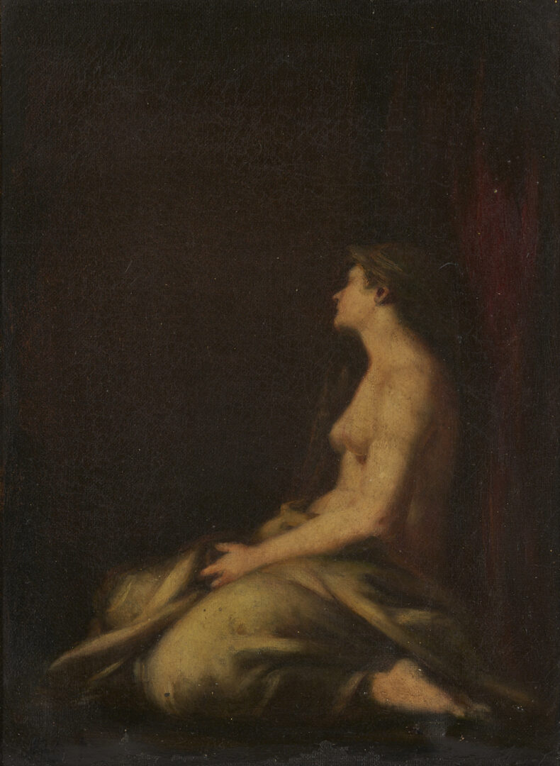 Lot 200: Robert Loftin Newman O/C Painting, Kneeling Nude