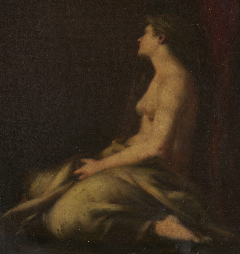 Lot 200: Robert Loftin Newman O/C Painting, Kneeling Nude