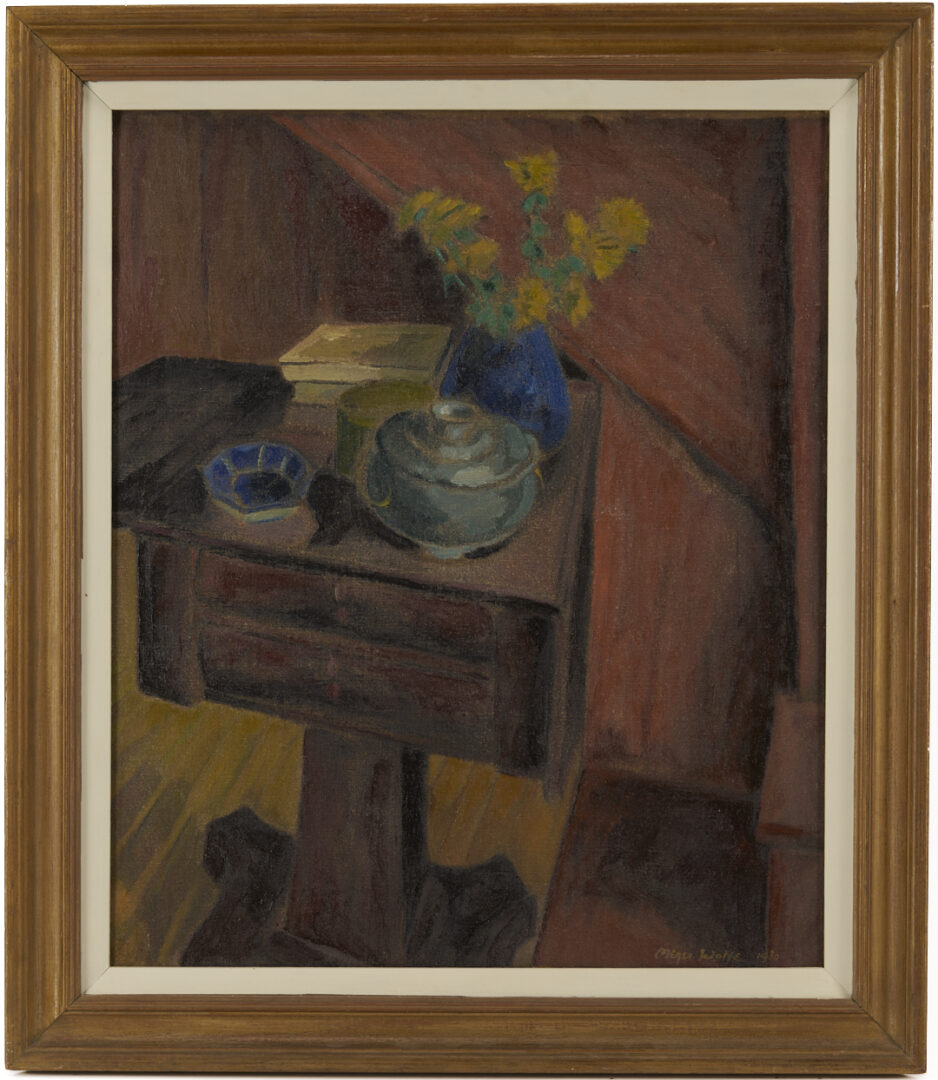 Lot 201: Meyer Wolfe Oil Still Life, Flowers on a Table