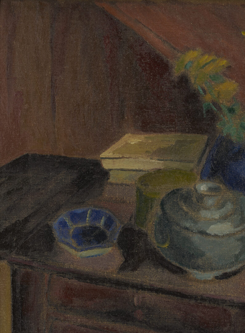 Lot 201: Meyer Wolfe Oil Still Life, Flowers on a Table
