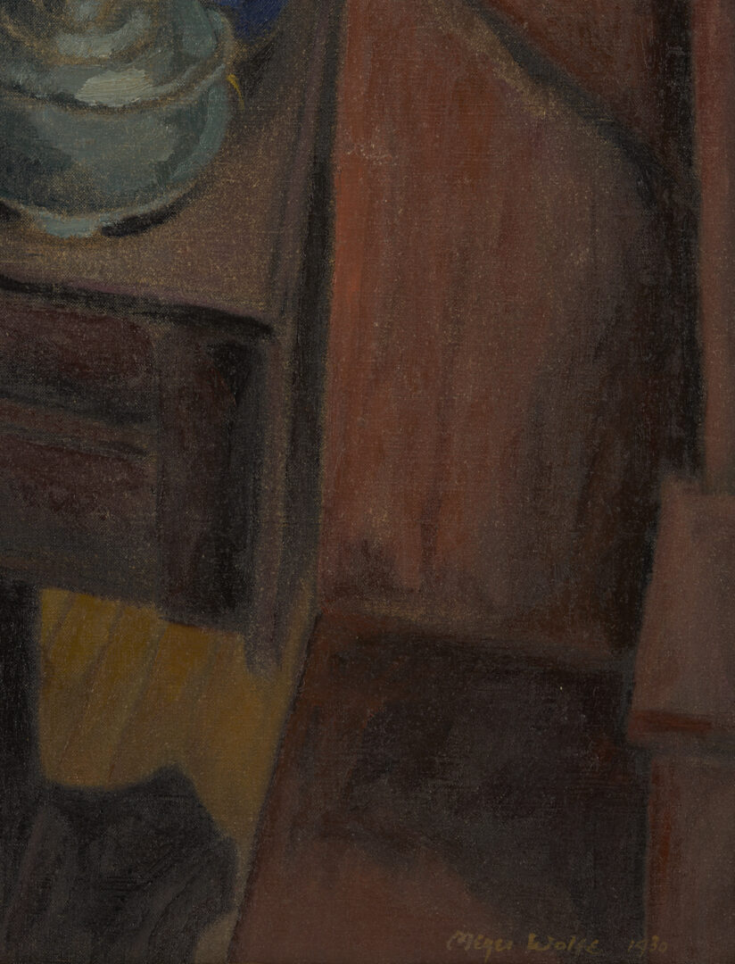 Lot 201: Meyer Wolfe Oil Still Life, Flowers on a Table