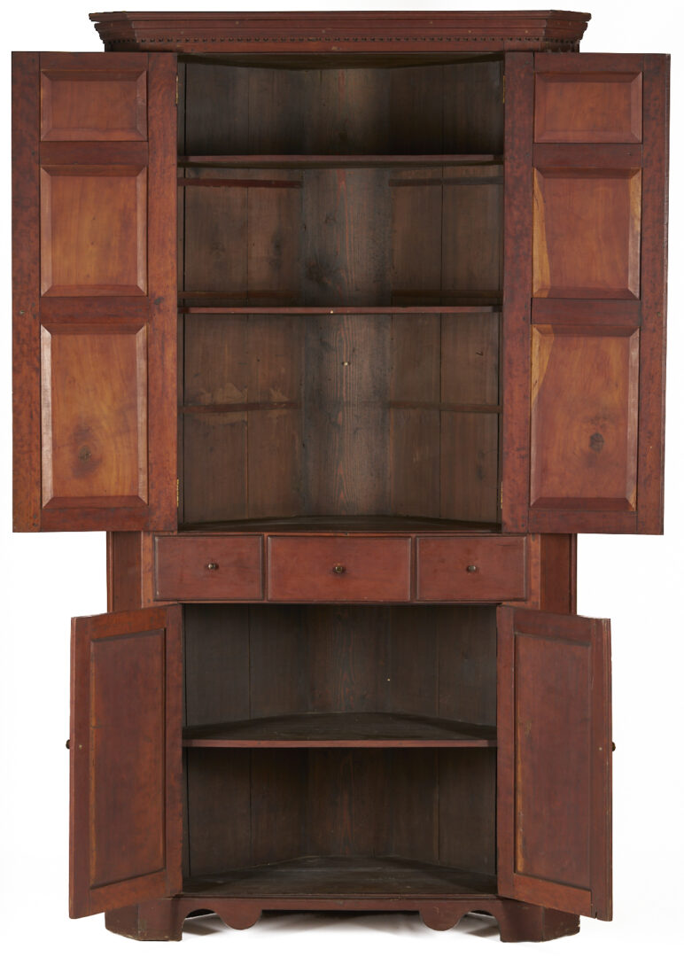 Lot 204: East Tennessee Corner Cupboard, c. 1820