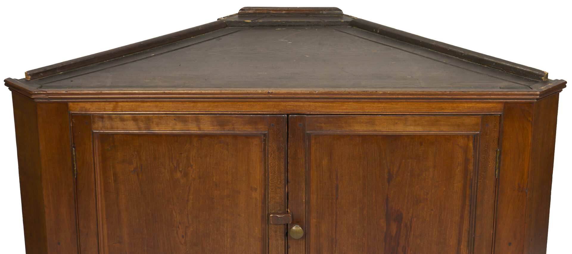 Lot 208: East Tennessee 2-Piece 16-Pane Corner Cupboard, c. 1820