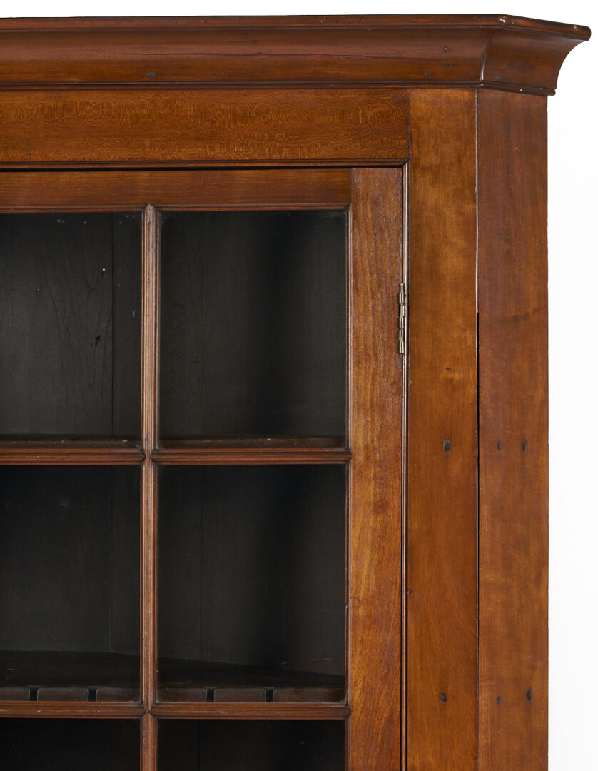 Lot 208: East Tennessee 2-Piece 16-Pane Corner Cupboard, c. 1820
