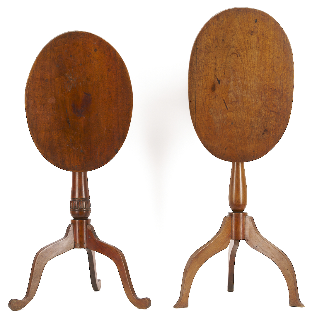 Lot 209: 2 East TN Walnut Bird Cage Candle Stands