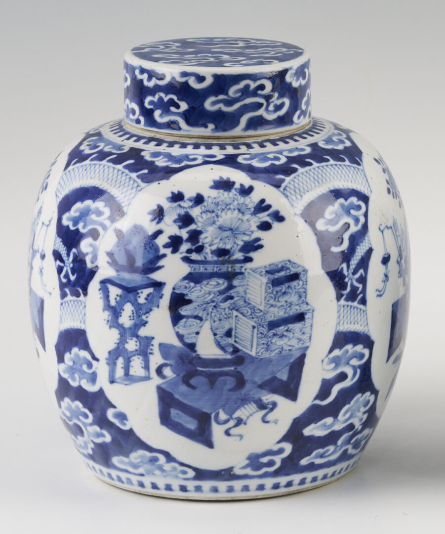 Lot 20: Pair of Chinese Blue & White Ginger Jars