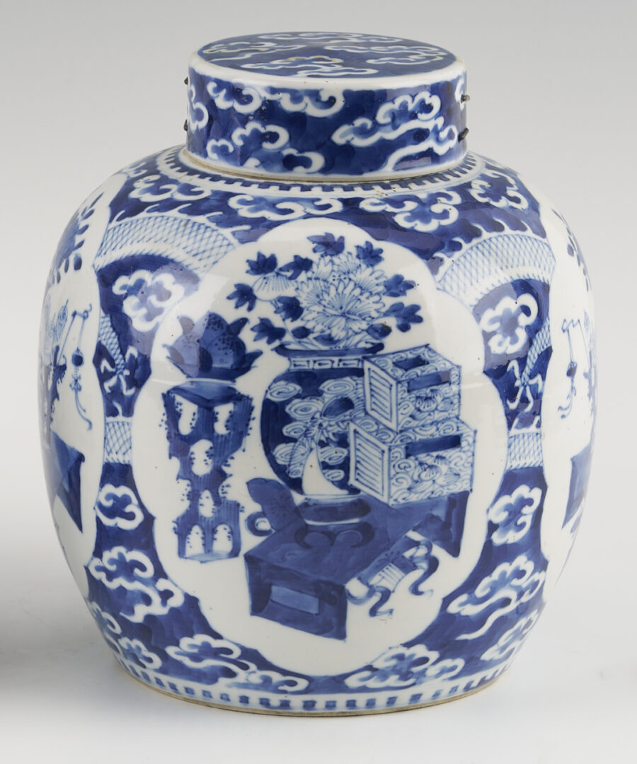 Lot 20: Pair of Chinese Blue & White Ginger Jars