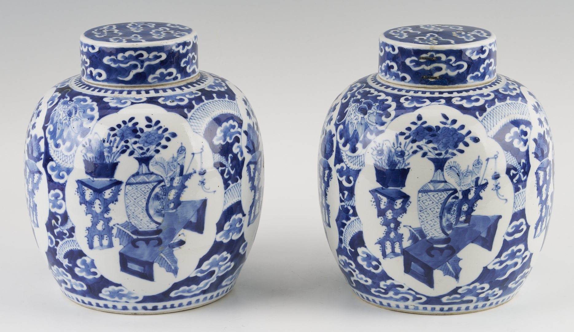 Lot 20: Pair of Chinese Blue & White Ginger Jars