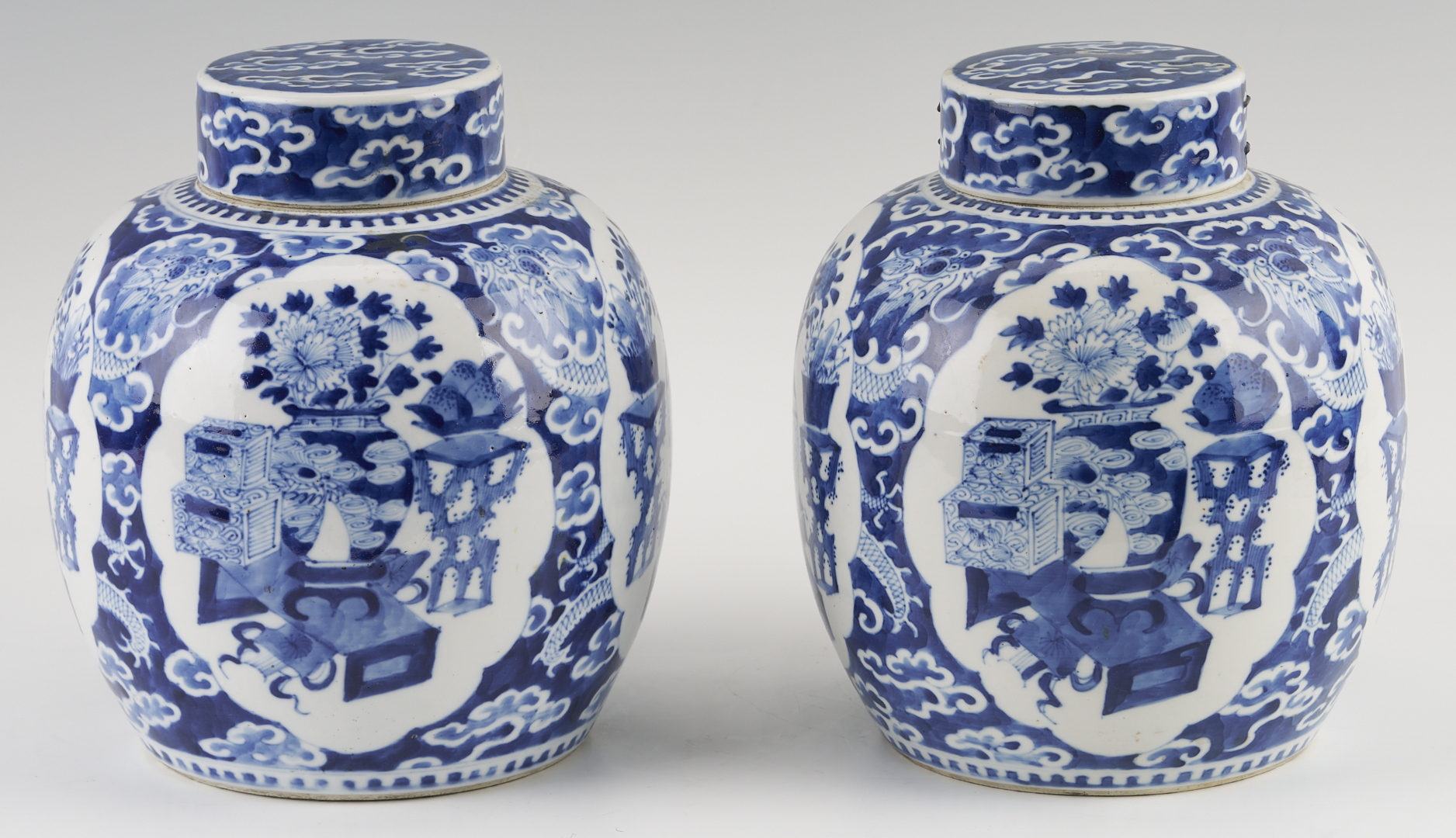 Lot 20: Pair of Chinese Blue & White Ginger Jars