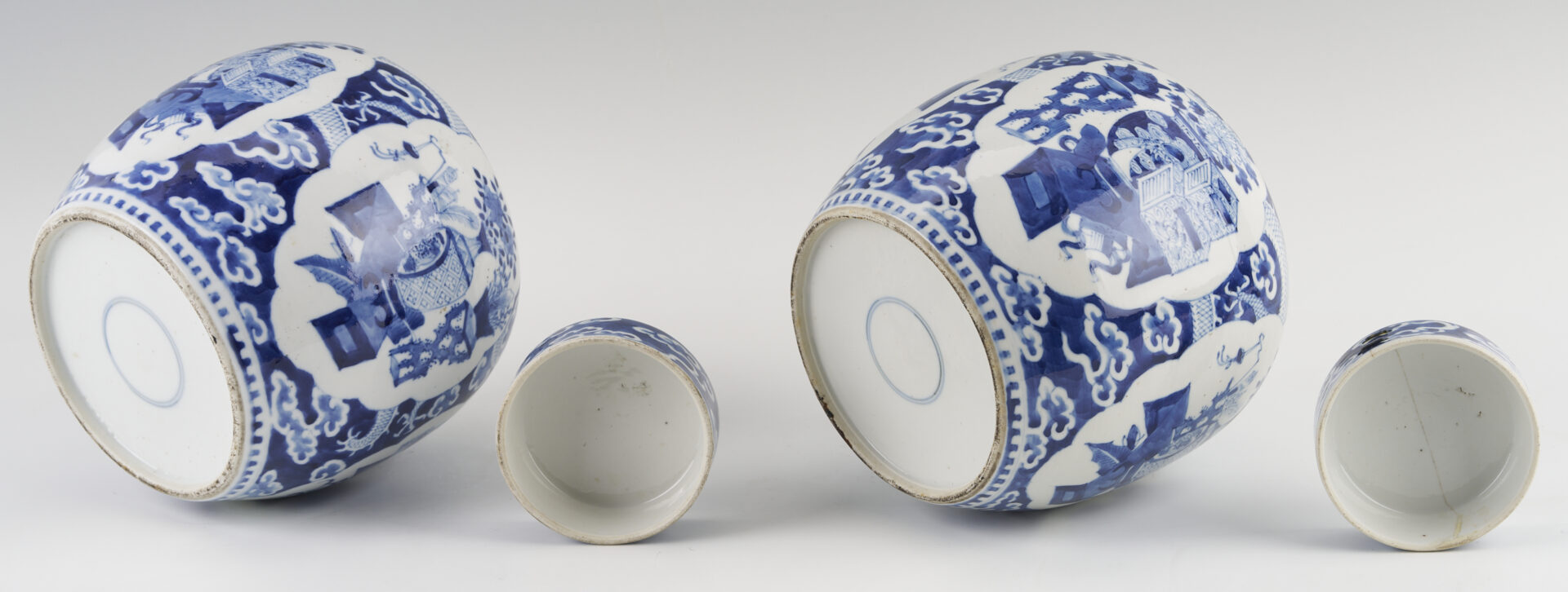 Lot 20: Pair of Chinese Blue & White Ginger Jars