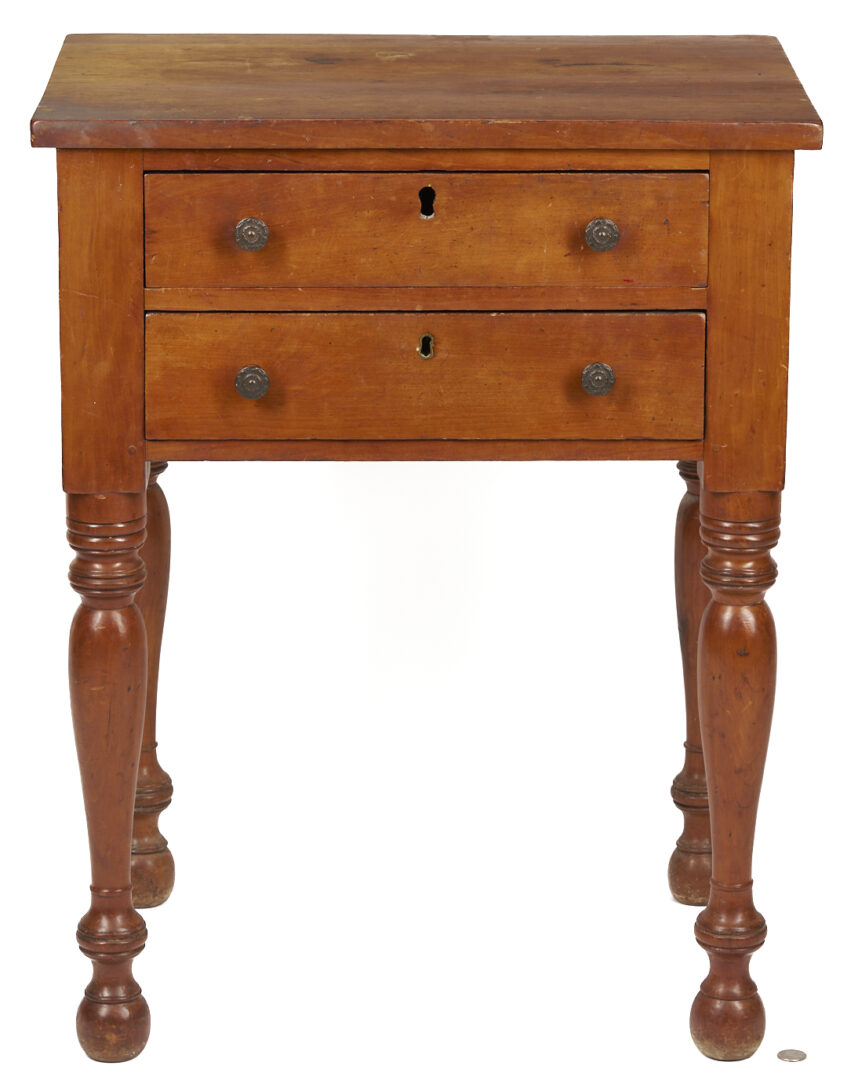 Lot 211: Tennessee Sheraton Cherry Two Drawer Table