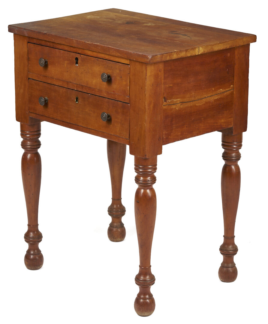 Lot 211: Tennessee Sheraton Cherry Two Drawer Table