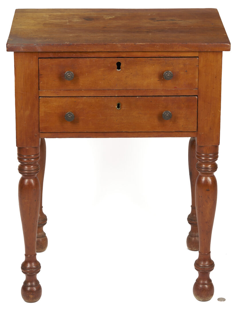 Lot 211: Tennessee Sheraton Cherry Two Drawer Table