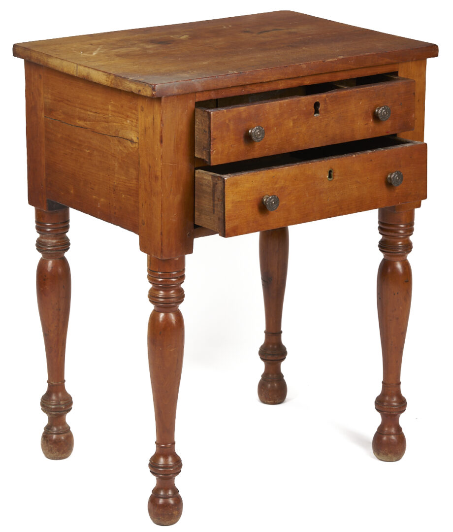 Lot 211: Tennessee Sheraton Cherry Two Drawer Table