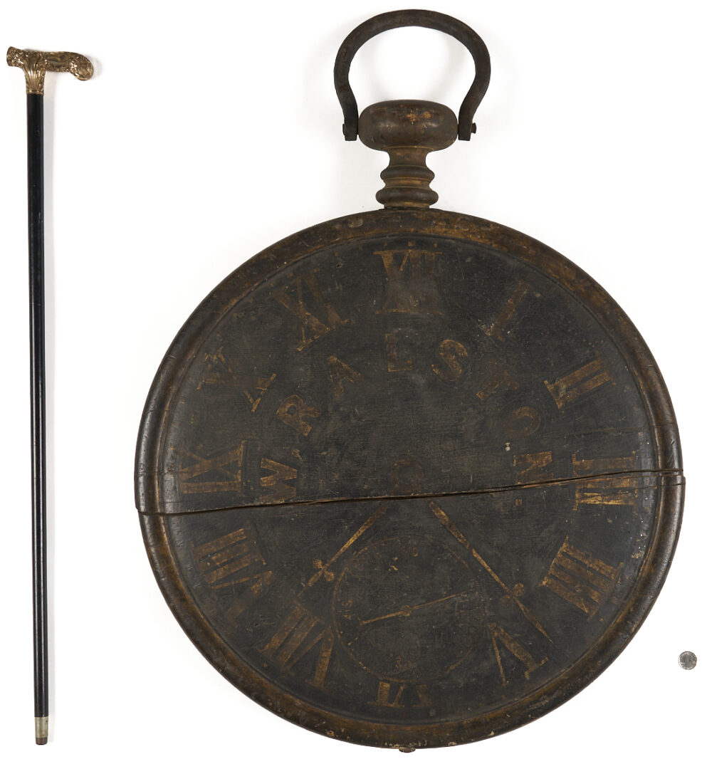 Lot 216: Wm. Ralston OH or TN Jeweler’s Sign plus Cane and Commendation Copy